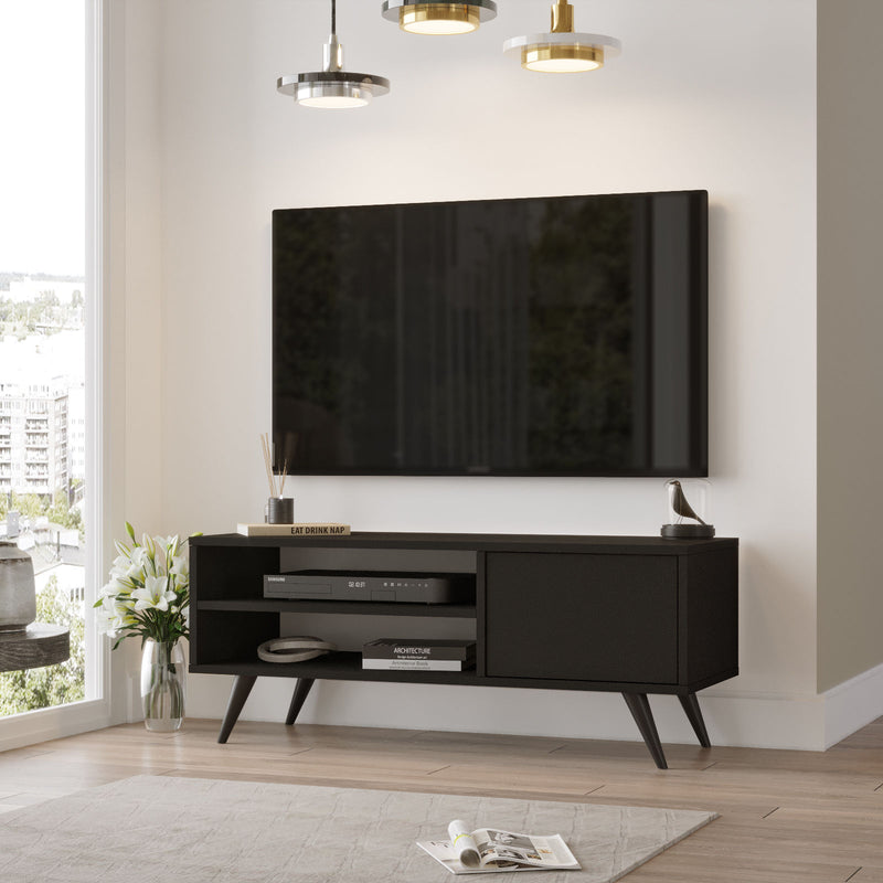 Mobile porta TV elegante in legno con anta e vani a giorno zona living cm 110x40x44h