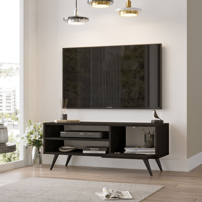 Mobile porta TV elegante in legno con anta e vani a giorno zona living cm 110x40x44h