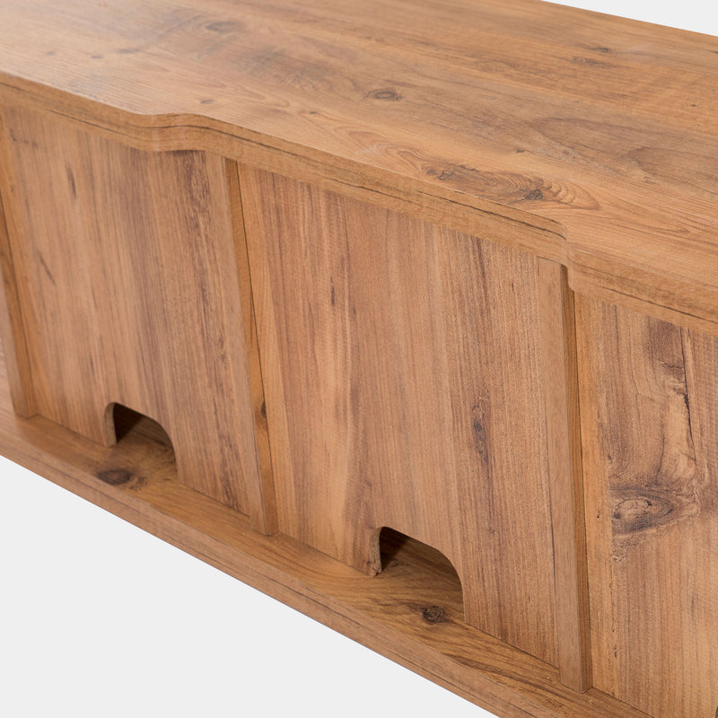 Mobile tv lungo moderno in legno colore naturale con 5 vani cm 180x35x44h
