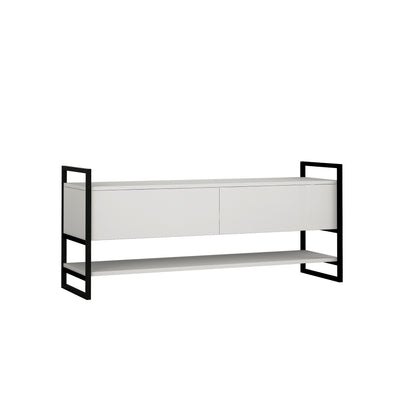Porta tv design moderno con 2 ante e ripiano in legno e metallo cm 131x39x58h - vari colori