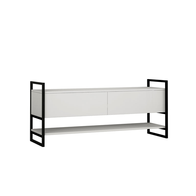 Porta tv design moderno con 2 ante e ripiano in legno e metallo cm 131x39x58h - vari colori