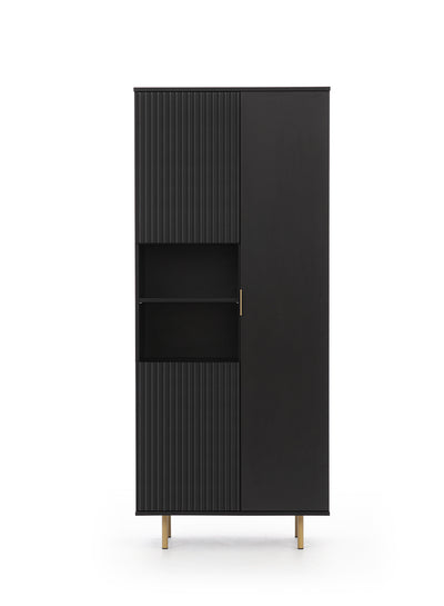 Mobile soggiorno alto con 3 ante decorate colore nero e oro cm 80x41x190h