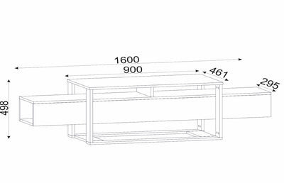 Mobile tv moderno colore travertino rettangolare con lati contenitori cm 160x46x50h