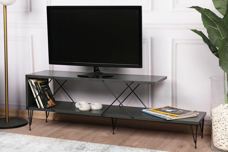 Mobile tv basso minimal in legno e metallo cm 120x30x40h - vari colori