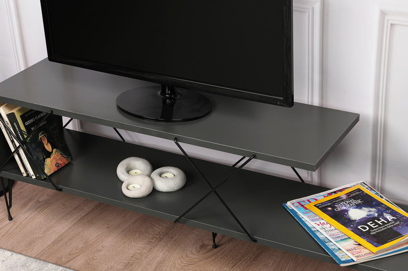 Mobile tv basso minimal in legno e metallo cm 120x30x40h - vari colori
