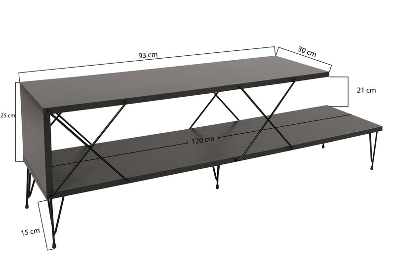 Mobile tv basso minimal in legno e metallo cm 120x30x40h - vari colori