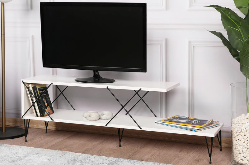 Mobile tv basso minimal in legno e metallo cm 120x30x40h - vari colori