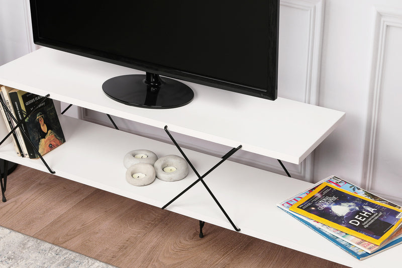 Mobile tv basso minimal in legno e metallo cm 120x30x40h - vari colori