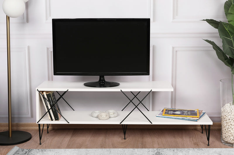 Mobile tv basso minimal in legno e metallo cm 120x30x40h - vari colori