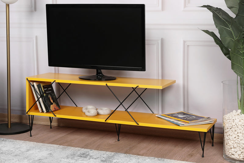 Mobile tv basso minimal in legno e metallo cm 120x30x40h - vari colori