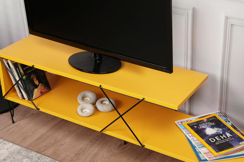 Mobile tv basso minimal in legno e metallo cm 120x30x40h - vari colori