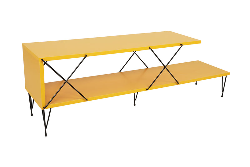 Mobile tv basso minimal in legno e metallo cm 120x30x40h - vari colori