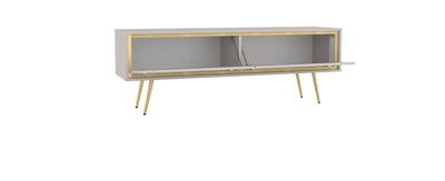 Mobile tv moderno colore cashmere con piedi oro cm 150x40x40h