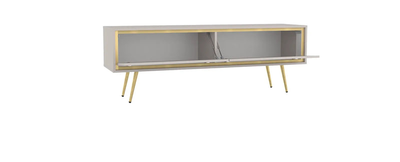 Mobile tv moderno colore cashmere con piedi oro cm 150x40x40h