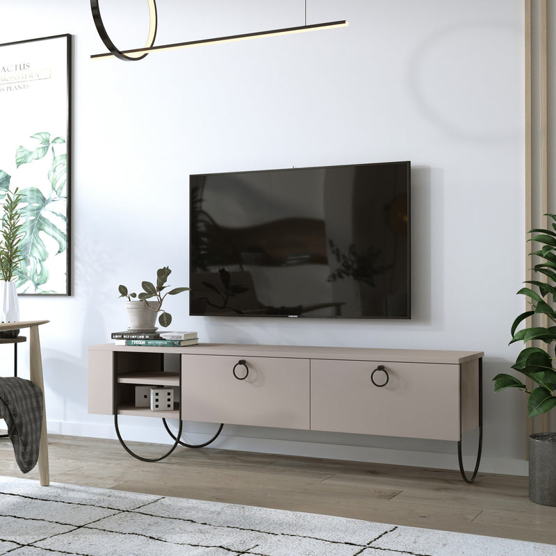 Mobile tv design con 2 ante a ribalta gambe in metallo tonde cm 150x36x44h- vari colori