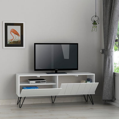 Porta tv moderno 2 ante a ribalta in legno con linee cm 139x36x57h - vari colori