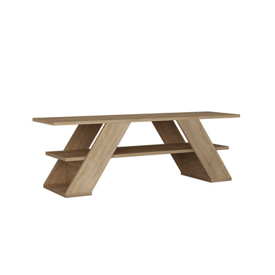 Mobiletto tv 2 piani design con gambe oblique in legno minimal cm 120x34x40h - vari colori