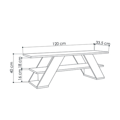 Mobiletto tv 2 piani design con gambe oblique in legno minimal cm 120x34x40h - vari colori