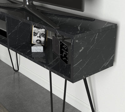 Mobile tv bifacciale 2 vani a giorno gambe design in metallo cm 120x30x68h - vari colori