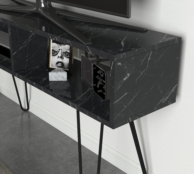 Mobile tv bifacciale 2 vani a giorno gambe design in metallo cm 120x30x68h - vari colori