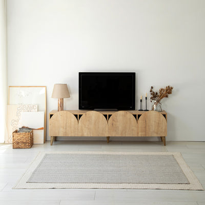 porta tv moderno da cm 180 in legno colore quercia con 4 ante sagomate