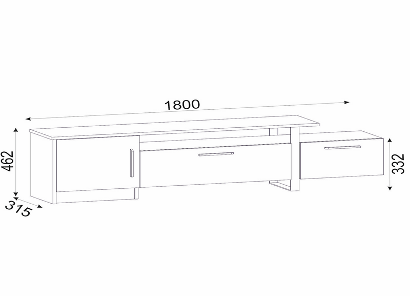 Mobile tv elegante bianco opaco con maniglie e piedi oro cm 180x31x46h