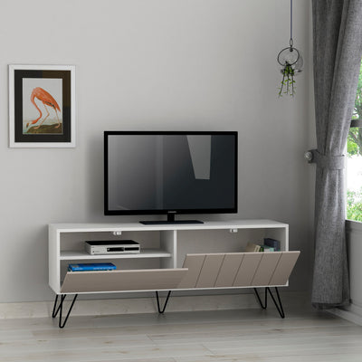 Porta tv moderno 2 ante a ribalta in legno con linee cm 139x36x57h - vari colori