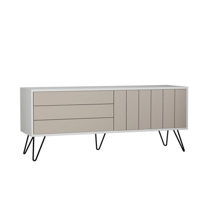 Porta tv moderno 2 ante a ribalta in legno con linee cm 139x36x57h - vari colori