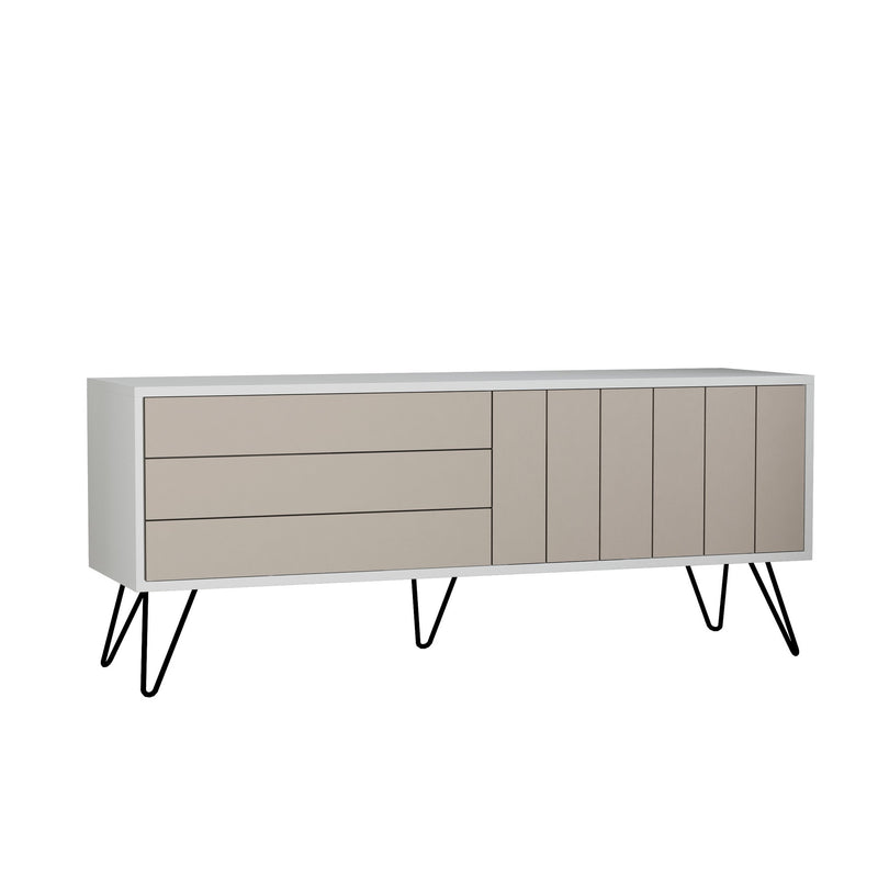 Porta tv moderno 2 ante a ribalta in legno con linee cm 139x36x57h - vari colori