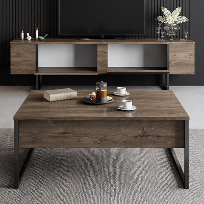 Mobile tv basso in legno colore noce 2 ante gambe in metallo cm 180x30x50h