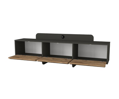 Mobile per la tv moderno colore antracite e quercia natura con 3 ante cm 180x35x58h