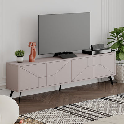Porta tv moderno design geometrico con 4 ante colore tortora cm 180x29x50h