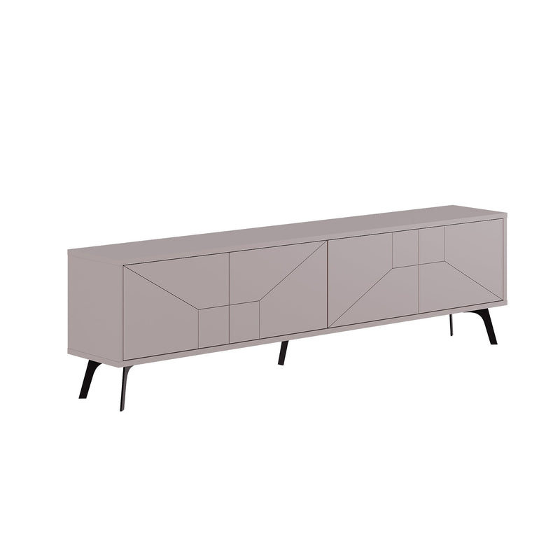 Porta tv moderno design geometrico con 4 ante colore tortora cm 180x29x50h