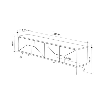 Porta tv moderno design geometrico con 4 ante colore tortora cm 180x29x50h