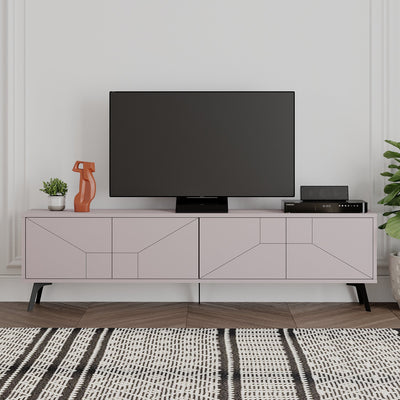porta tv moderno cm 180 moderno colore tortora 4 nante con decorazione geometrica