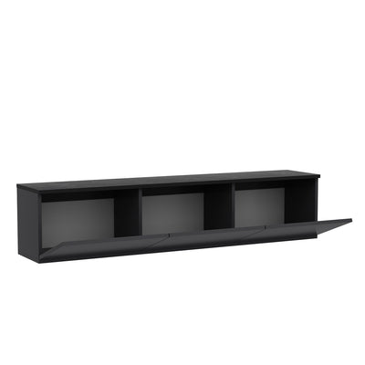 Mobile tv sospeso moderno 3 ante antracite top marmo nero cm 160x32x35h