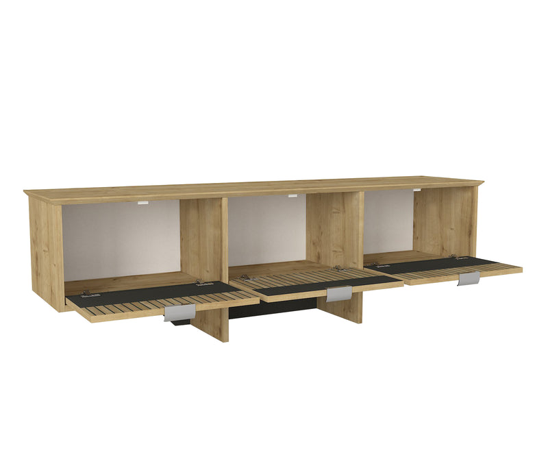 Mobile tv moderno industrial 3 ante antracite e rovere cm 150x35x45h