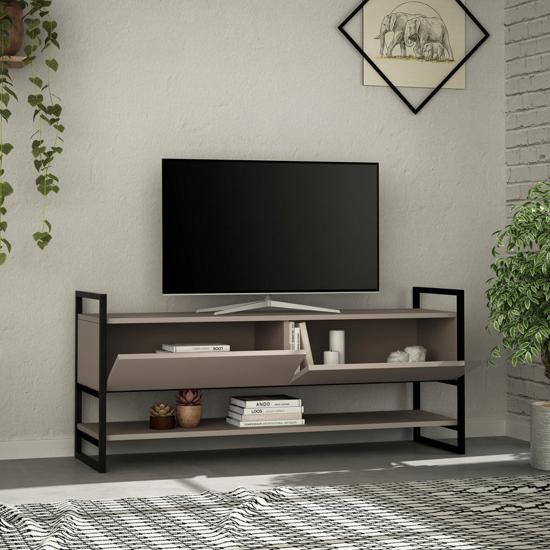 Porta tv design moderno con 2 ante e ripiano in legno e metallo cm 131x39x58h - vari colori