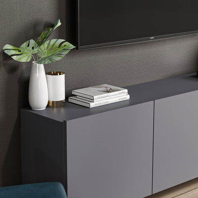 Porta tv moderno sospeso 3 ante colore antracite cm 150x31x44h