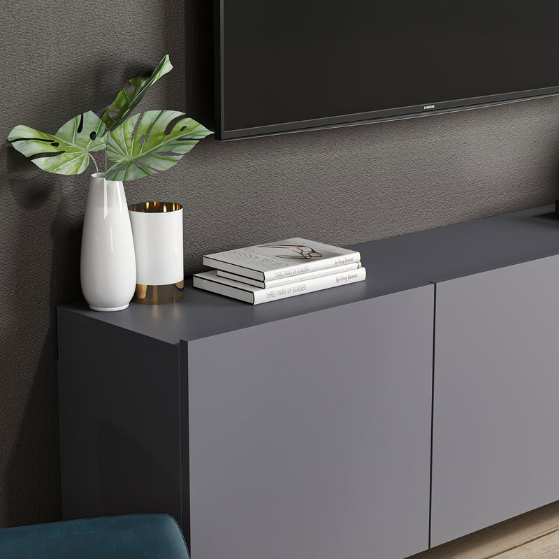 Porta tv moderno sospeso 3 ante colore antracite cm 150x31x44h