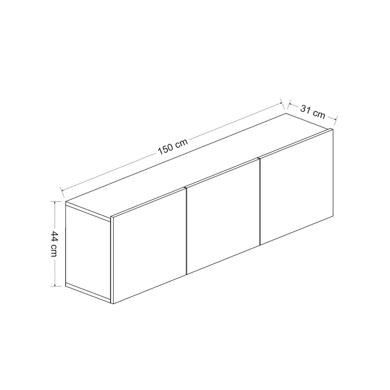 Porta tv moderno sospeso 3 ante colore antracite cm 150x31x44h