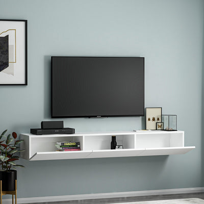 Pensile per tv moderno colore bianco 3 ante a ribalta cm 180x31x26h