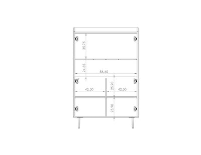 Vetrinetta moderna 2 ante colore rovere scuro gambe in metallo cm 90x40x140h
