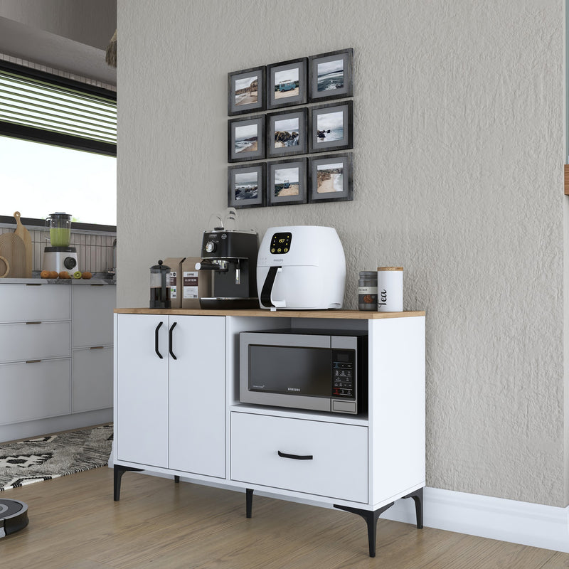 Mobiletto da cucina con ante cassetto e vano porta forno microonde cm 120x40x79h