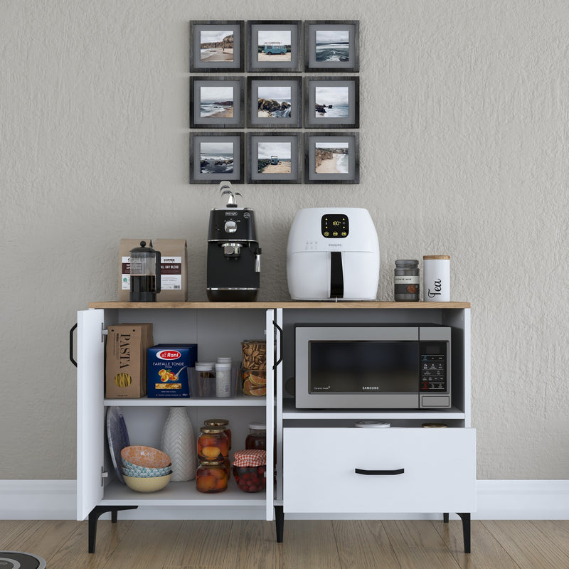 Mobiletto da cucina con ante cassetto e vano porta forno microonde cm 120x40x79h