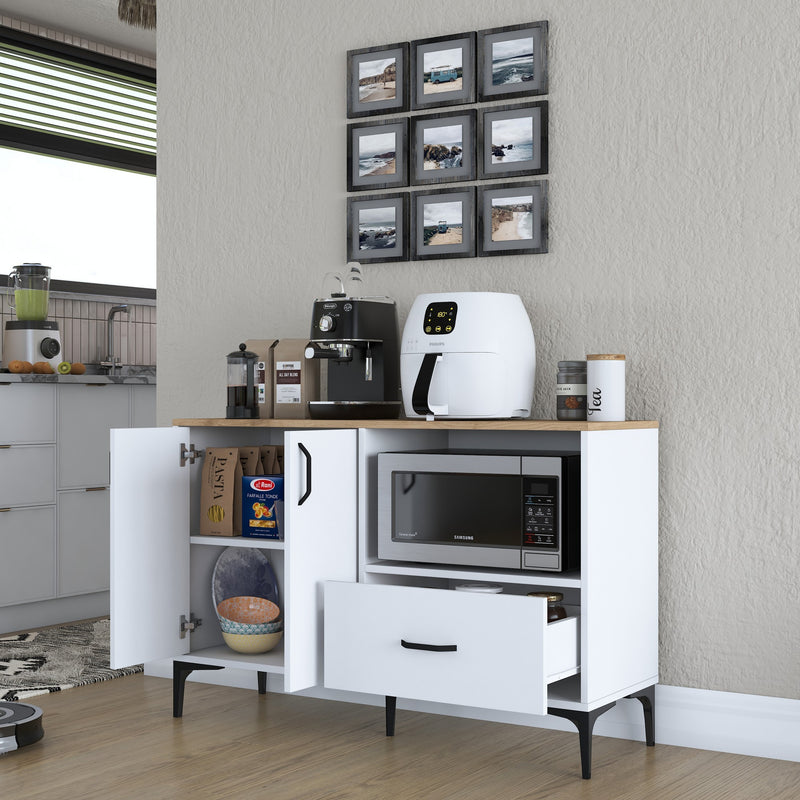 Mobiletto da cucina con ante cassetto e vano porta forno microonde cm 120x40x79h
