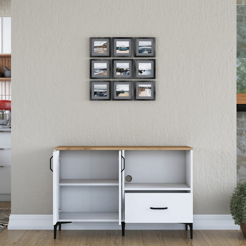 Mobiletto da cucina con ante cassetto e vano porta forno microonde cm 120x40x79h
