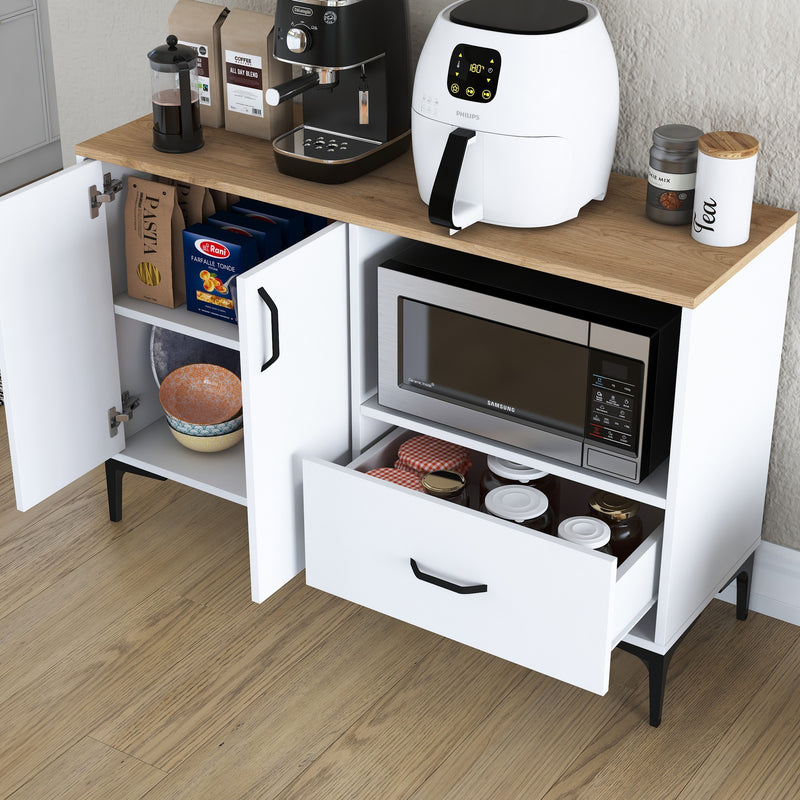 Mobiletto da cucina con ante cassetto e vano porta forno microonde cm 120x40x79h