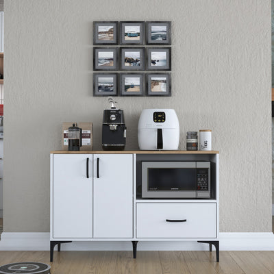 Mobiletto da cucina con ante cassetto e vano porta forno microonde cm 120x40x79h