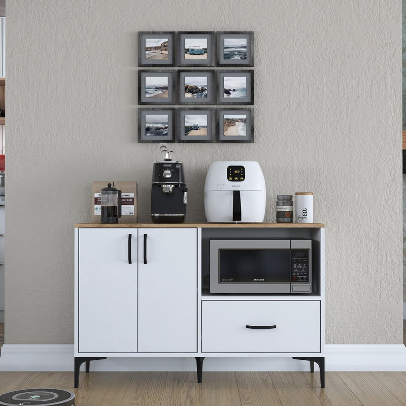 Mobiletto da cucina con ante cassetto e vano porta forno microonde cm 120x40x79h